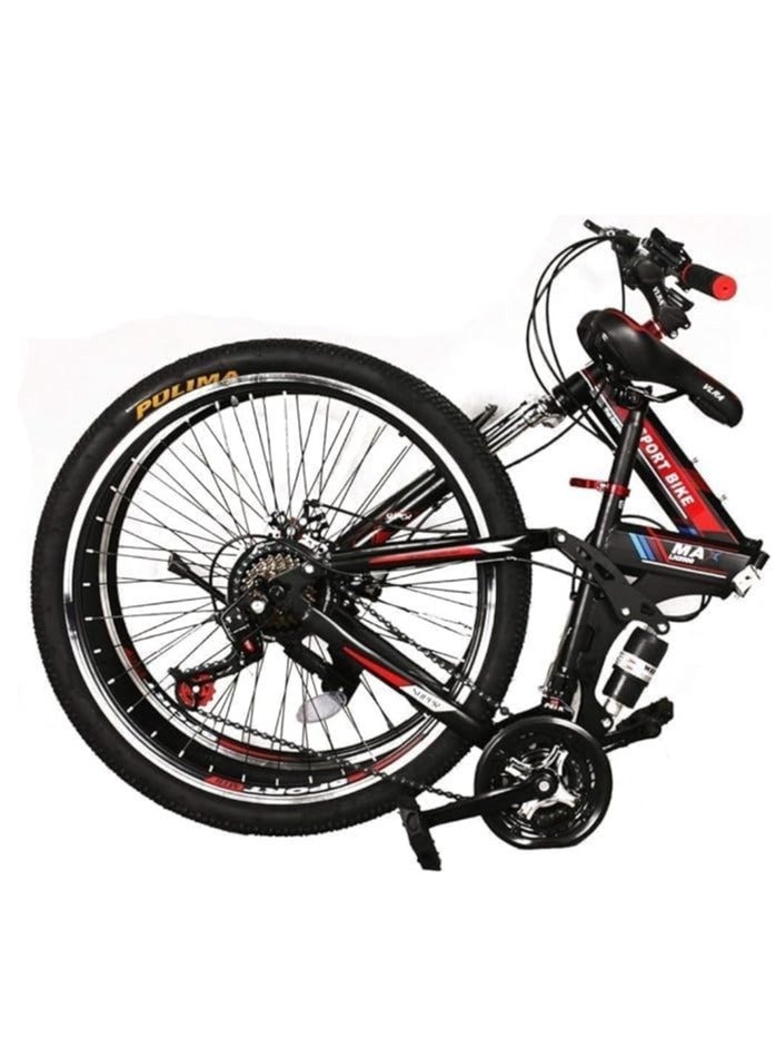 Generic BIKE Foldable Bike Sports And Fitness Mountain Bike 26 Inch (Black/Red, 26)  - Image 2