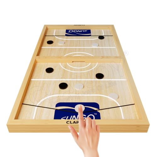 Clapjoy Slingo Fastest Finger First Board Game for Adults & Kids Wooden String Hockey Game Sling Puck Board Hockey Toy Perfect for Family Entertainment, Birthday Party, Christmas Gift - Image 1
