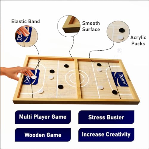 Clapjoy Slingo Fastest Finger First Board Game for Adults & Kids Wooden String Hockey Game Sling Puck Board Hockey Toy Perfect for Family Entertainment, Birthday Party, Christmas Gift - Image 3