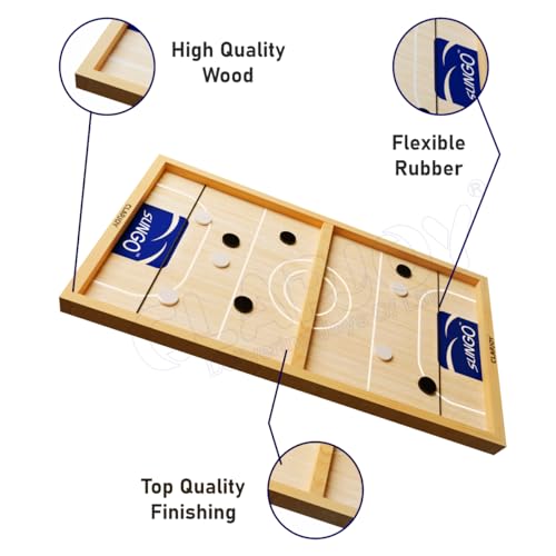 Clapjoy Slingo Fastest Finger First Board Game for Adults & Kids Wooden String Hockey Game Sling Puck Board Hockey Toy Perfect for Family Entertainment, Birthday Party, Christmas Gift - Image 4