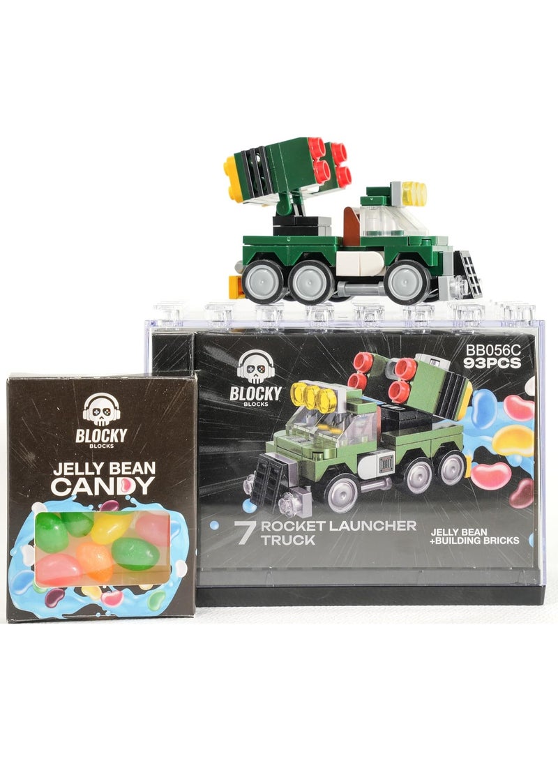 Blocky Blocks Building bricks toy with jelly beans candy (7 Rocket Launcher Truck) - Image 1