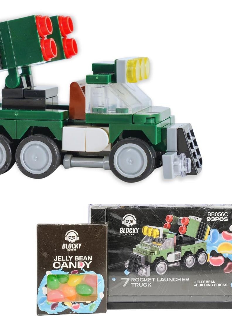 Blocky Blocks Building bricks toy with jelly beans candy (7 Rocket Launcher Truck) - Image 5
