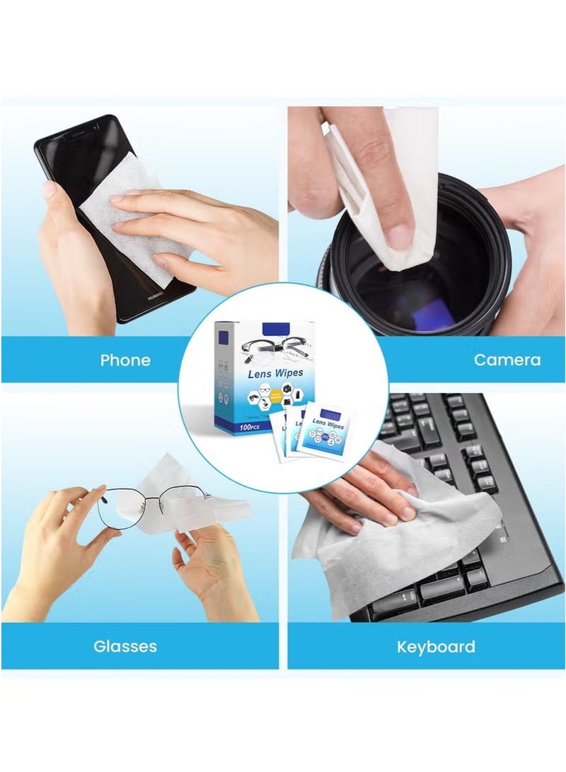 مناديل تنظيف عدسات النظارات المكونة من 100 قطعة ، مبللة مسبقا وملفوفة بشكل فردي وخالية من الخطوط ، مناديل منظفة للنظارات الشمسية ، عدسة الكاميرا ، نظارات واقية - Image 4