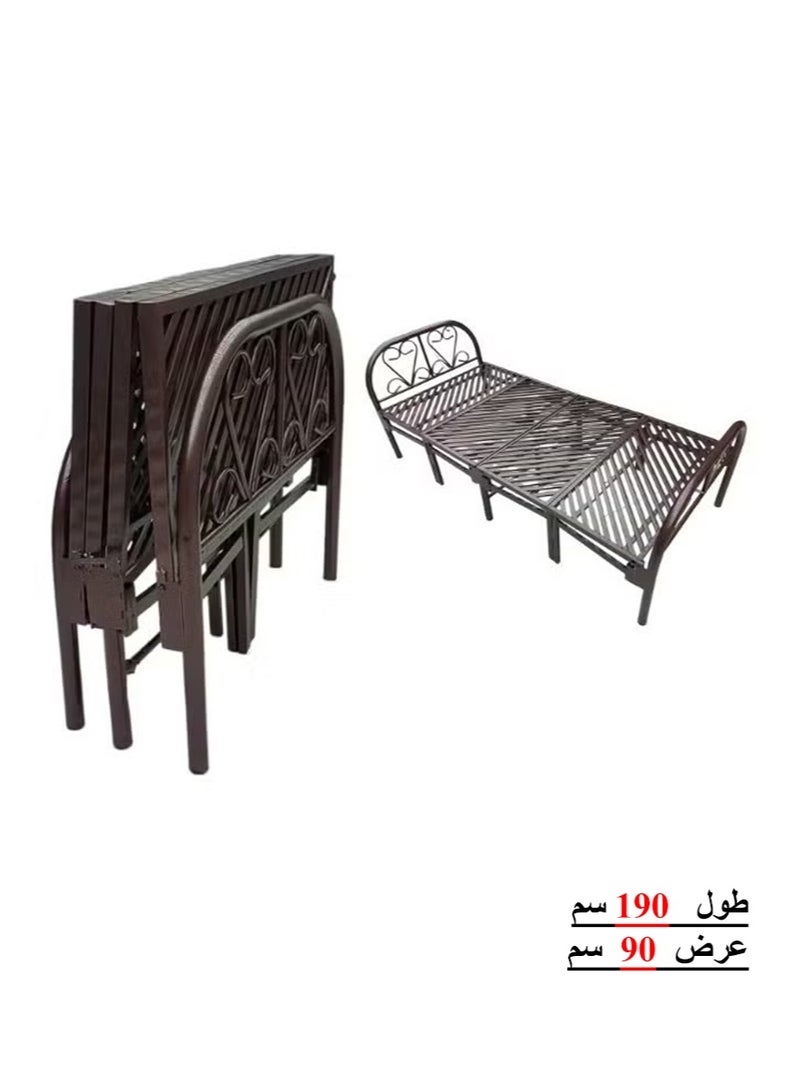 Foldable and adjustable single bed, heavy duty, with a metal steel bed frame and settings without tools, size 90 * 190cm - Image 1
