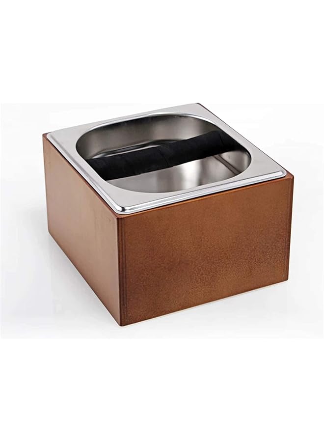 erorex Coffee Bucket Box Coffee Knock Box Stainless Steel Wood Coffee Grounds Container Box Barista Coffee Residue Bucket Grind Waste Easy To Clean Color Wood Size 16X17.5X10Cm  - Image 2
