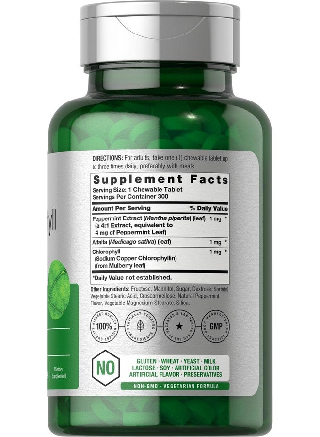 Horbäach Chlorophyll Pills | 300 Chewable Tablets | Natural Peppermint Flavor | Vegan, Non-GMO & Gluten Free Supplement - Image 2