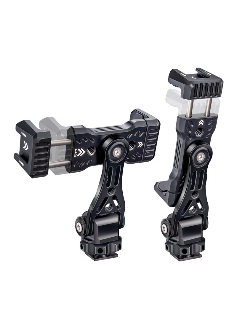 Generic Versatile 360° Adjustable Metal Phone Tripod Mount with Double Cold Shoe for iPhone Smartphone DSLR Gimbal Vlogging  - Image 1