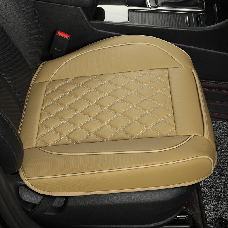 Vankerful 1 Pack Leather Front Car Seat Covers,Bottom Seat Covers for Cars,Driver Car Seat Cushion Cover,Luxury Seat Protectors,Waterproof,Full Wrap,for Most Vehicles,Sedan,Truck,SUV(Black) - Image 5