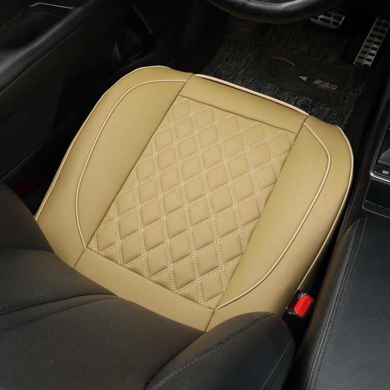 Vankerful 1 Pack Leather Front Car Seat Covers,Bottom Seat Covers for Cars,Driver Car Seat Cushion Cover,Luxury Seat Protectors,Waterproof,Full Wrap,for Most Vehicles,Sedan,Truck,SUV(Black) - Image 4