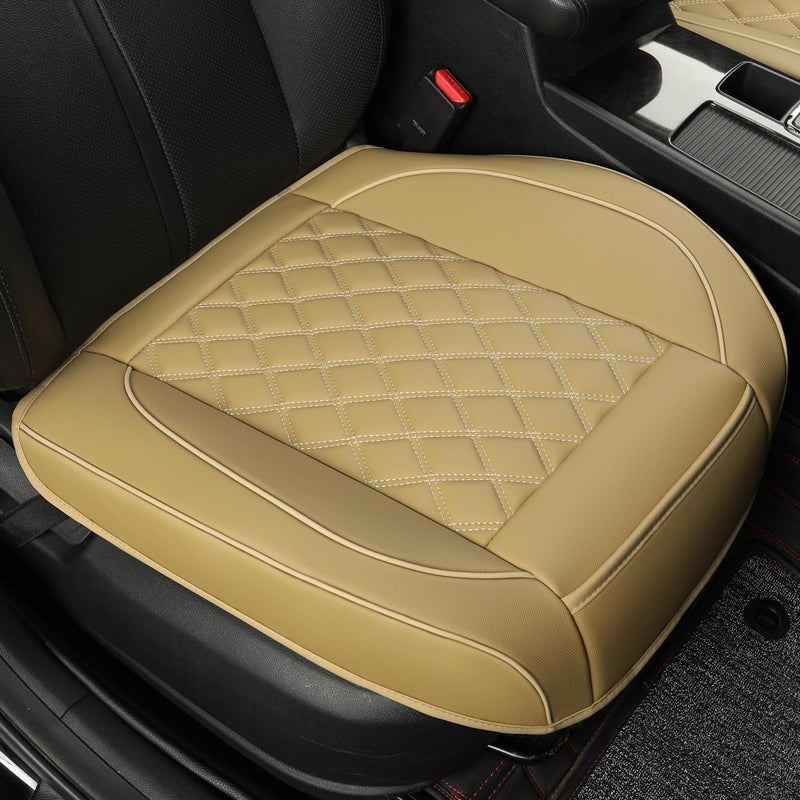 Vankerful 1 Pack Leather Front Car Seat Covers,Bottom Seat Covers for Cars,Driver Car Seat Cushion Cover,Luxury Seat Protectors,Waterproof,Full Wrap,for Most Vehicles,Sedan,Truck,SUV(Black) - Image 1