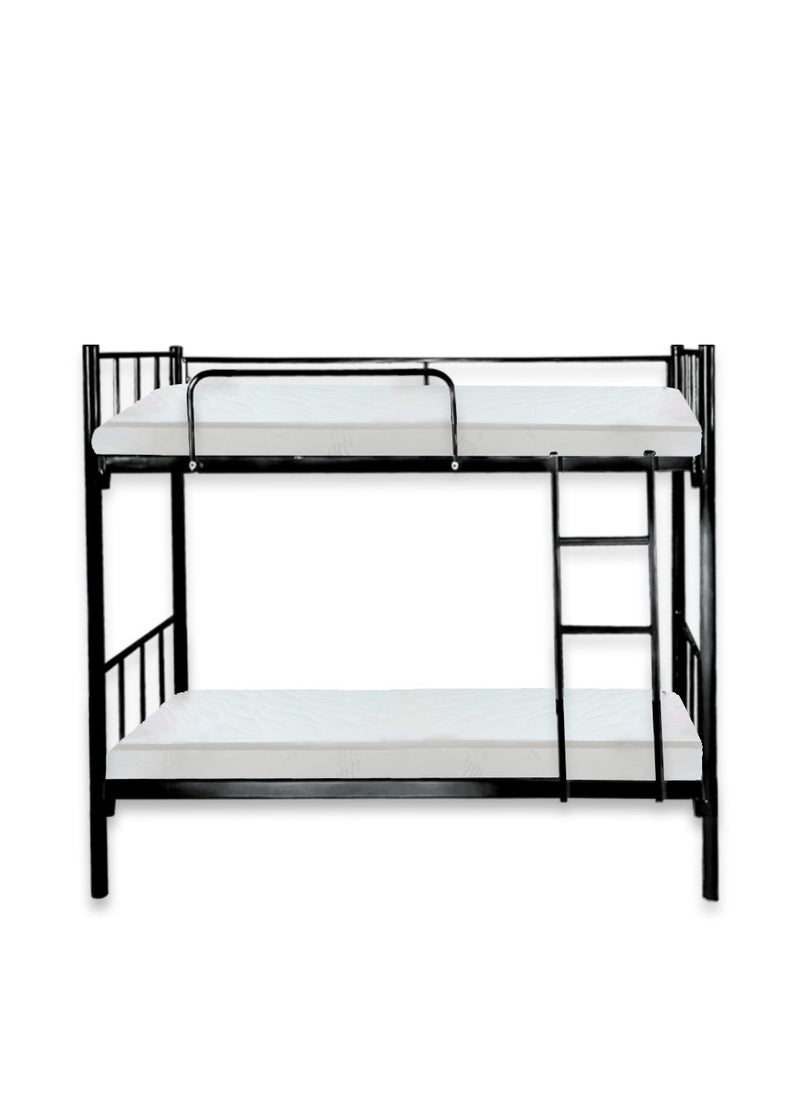 INFINI HOMES - INFINI HOMES Steel Metal Bunk Bed with Mattress (Double, Black, 190 X 90 X 175 CM) - Image 1