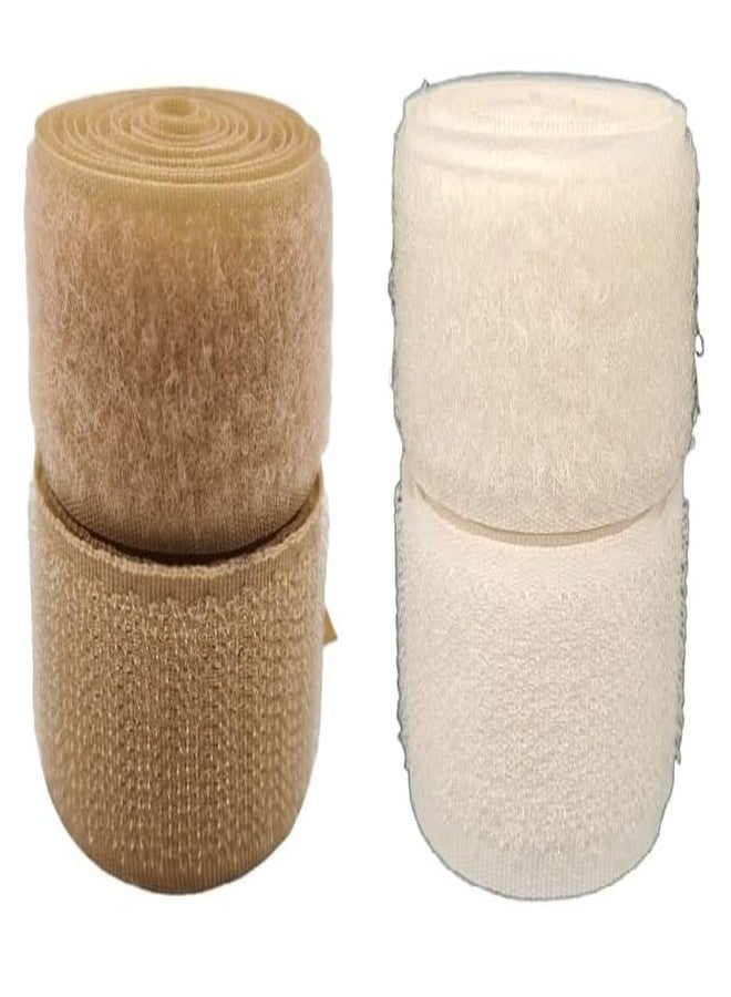 REENA Hook & Loop fastner Tape Roll 1 inch (25 mm) Width and 1 Meter Length Combo (Haberdashery) (White & Beige 1 Meter) - Image 1