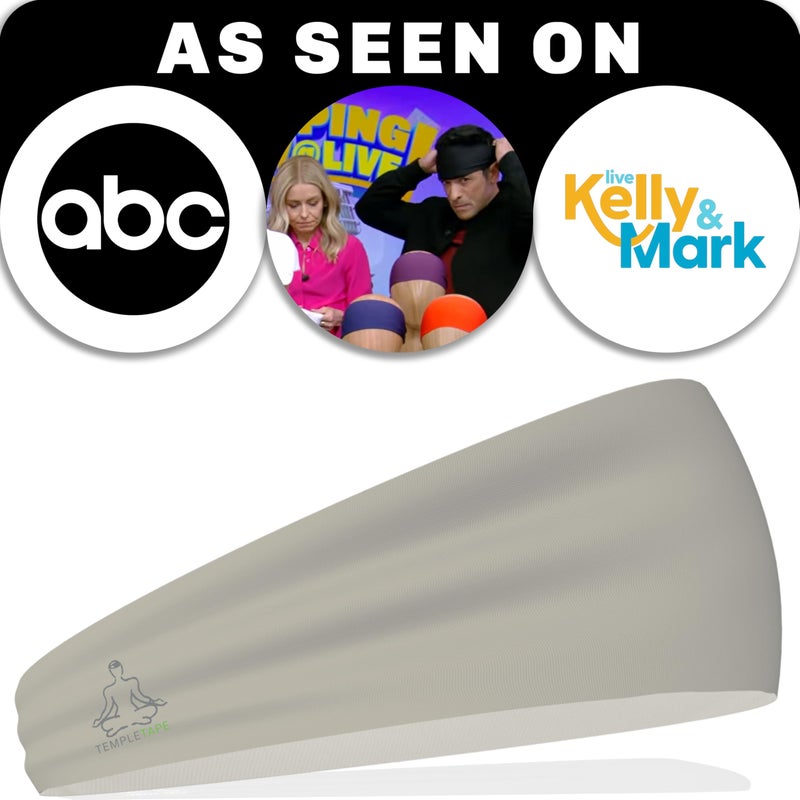 Temple Tape, Headbands for Men and Women - Mens Sweatband & Sports Headband Moisture Wicking Workout Sweatbands for Running, Cross Training, Yoga and Bike Helmet Friendly - Gray - Image 2