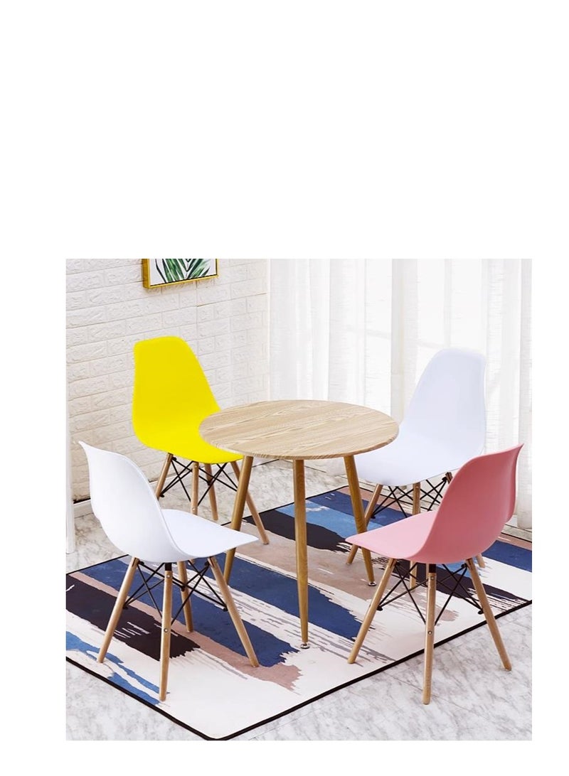Golden Modern Dining Chair Dining Side Chairs, Lounge Shell Chair,  Plastic Casual Chair with Solid Wood Legs, for Home Office Hotel Bistro Cafe Restaurant (Pink) - Image 3