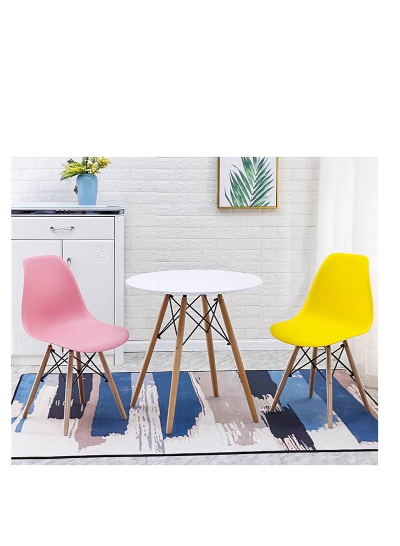 Golden Modern Dining Chair Dining Side Chairs, Lounge Shell Chair,  Plastic Casual Chair with Solid Wood Legs, for Home Office Hotel Bistro Cafe Restaurant (Pink) - Image 2