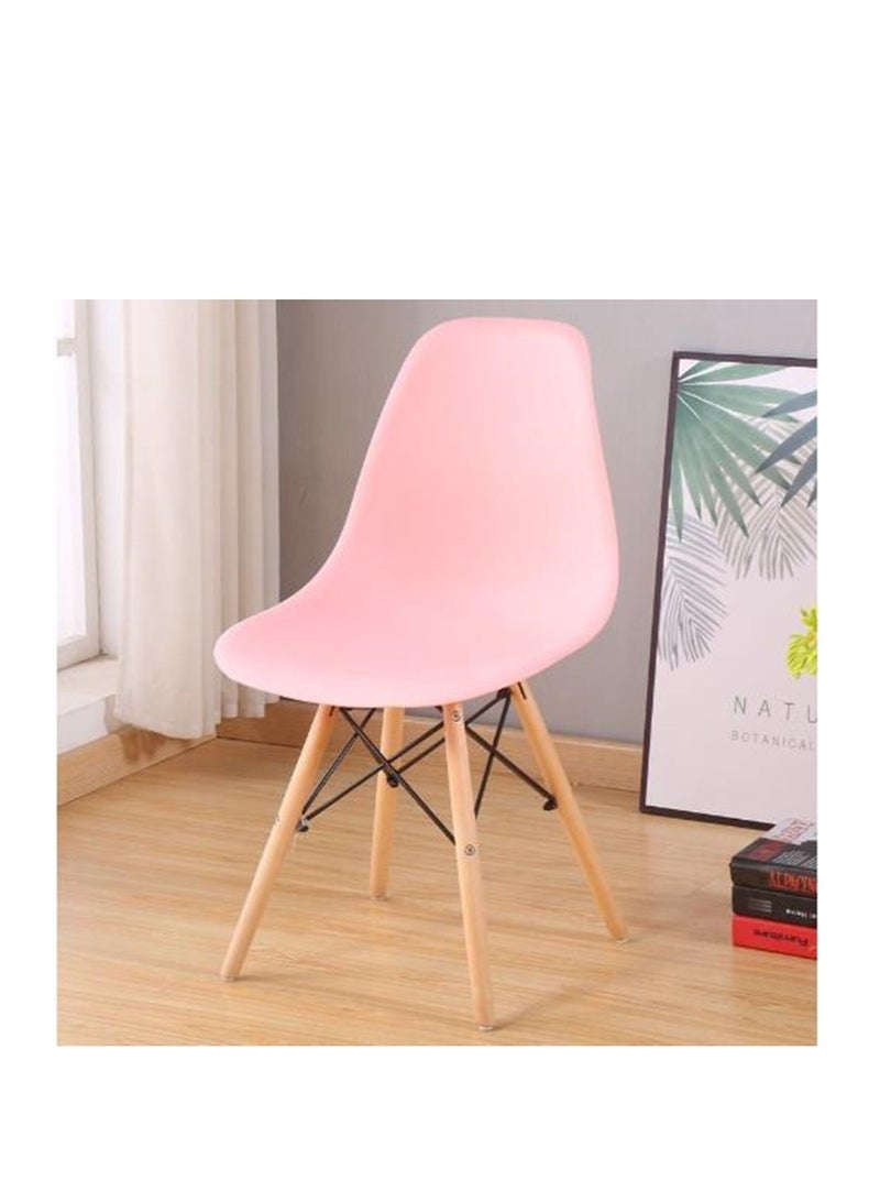 Golden Modern Dining Chair Dining Side Chairs, Lounge Shell Chair,  Plastic Casual Chair with Solid Wood Legs, for Home Office Hotel Bistro Cafe Restaurant (Pink) - Image 1