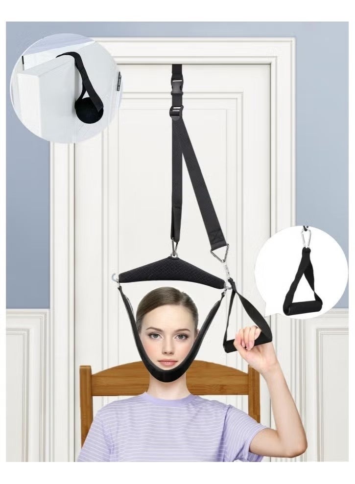 Ailily Neck Stretcher Cervical Traction Device for Neck Pain Relief Portable Cervical Traction Over Door for Neck Decompression Neck Hammock for Home - Image 1