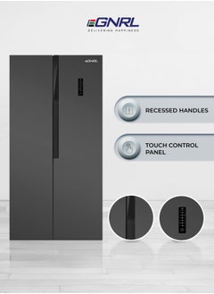 EGNRL 650L Capacity Side By Side Inverter Based Refrigerator-Freezer ‎With Digital Control And Temperature Display, No-Frost, LED-light EGR820S Dark Silver, One Year Warranty  - Image 1