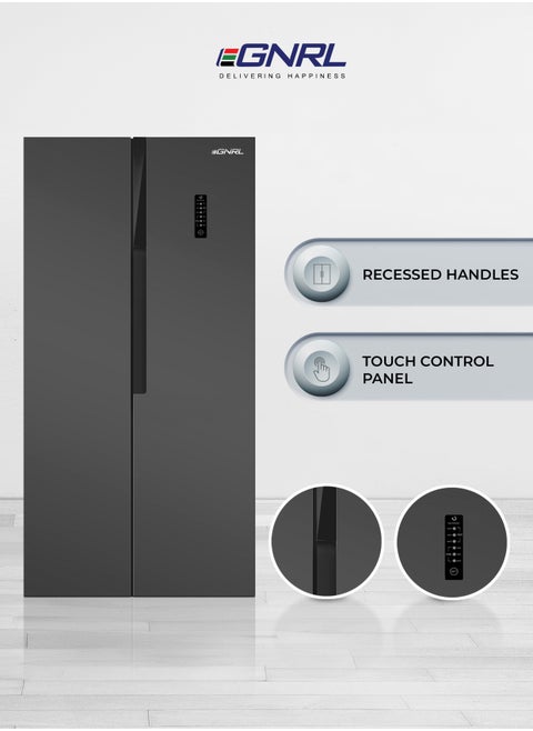 650L Capacity Side By Side Inverter Based Refrigerator-Freezer ‎With Digital Control And Temperature Display, No-Frost, LED-light EGR820S Dark Silver, One Year Warranty