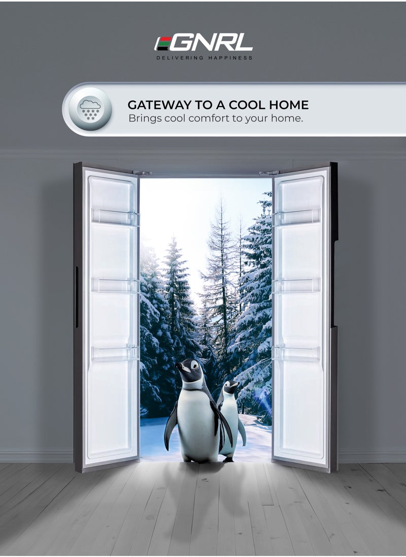 EGNRL - 650L Capacity Side By Side Inverter Based Refrigerator-Freezer ‎With Digital Control And Temperature Display, No-Frost, LED-light EGR820S Dark Silver, One Year Warranty - Image 1