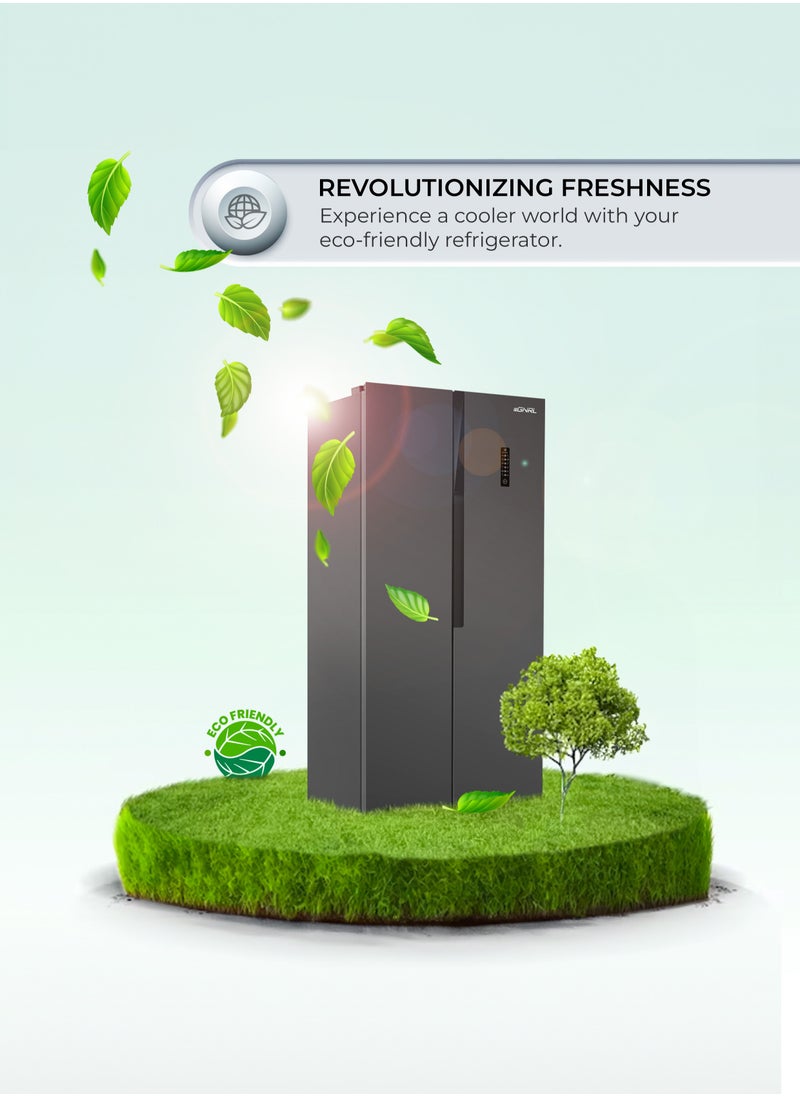 EGNRL - 650L Capacity Side By Side Inverter Based Refrigerator-Freezer ‎With Digital Control And Temperature Display, No-Frost, LED-light EGR820S Dark Silver, One Year Warranty - Image 1