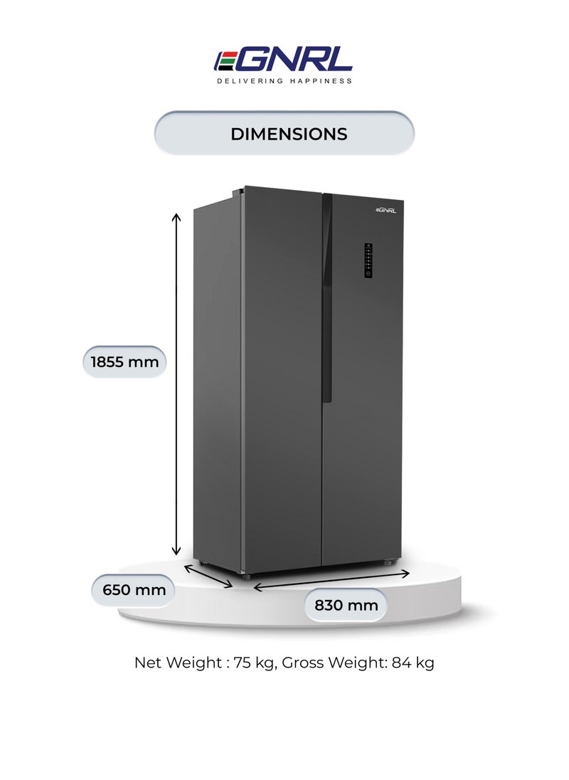 EGNRL - 650L Capacity Side By Side Inverter Based Refrigerator-Freezer ‎With Digital Control And Temperature Display, No-Frost, LED-light EGR820S Dark Silver, One Year Warranty - Image 1