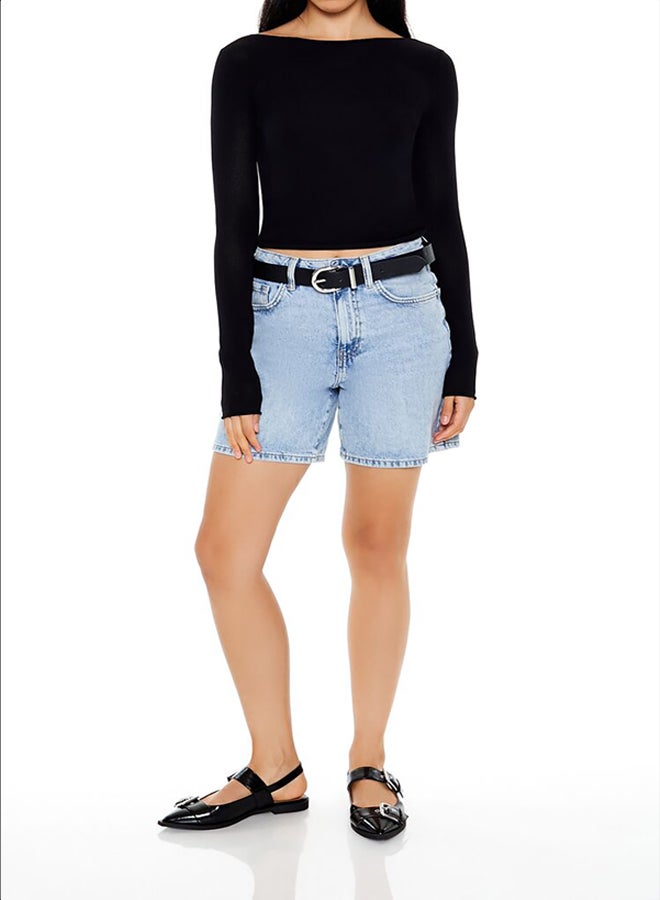 FOREVER 21 Cropped Boat-Neck Sweater - Image 2