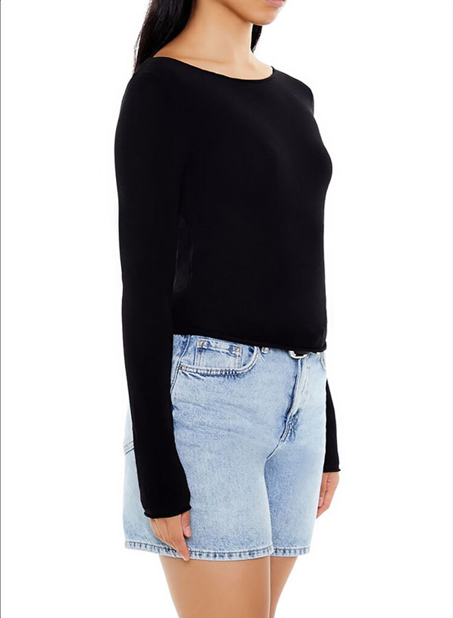 FOREVER 21 Cropped Boat-Neck Sweater - Image 4