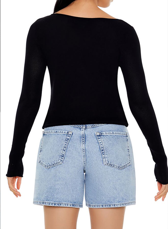 FOREVER 21 Cropped Boat-Neck Sweater - Image 3
