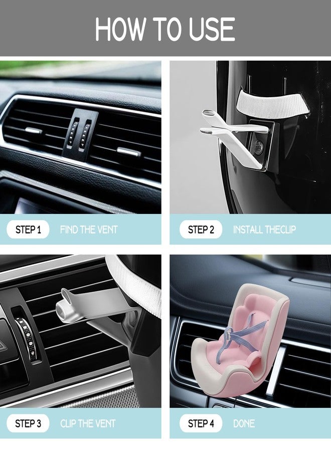 SARATA Pink 17cm Dolls Car Seat Accessories for 17cm Dolls, Doll Car Seat with Clip onto Car Air Vent, Multi-Angle Air Vent Mount & Desktop Stand, Fun Pink Gift for Fans (NO Doll) (Pink&White) - Image 4