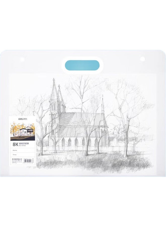 Deli 8K Drawing Storage Handbag Folder, Outdoor Portable Waterproof Document Storage, Writing And Doodling File Protection, Sketching And Art Drawing Special 72702 White