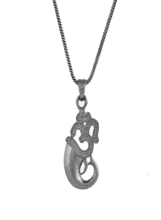 VOYLLA Eclipse Ganesha & Om Divine Black Mens Pendant, Black Pendant For Men, Gift For Men, Classic, Trendy, Anniversary Gift For Husband, Birthday Gift, Everyday Wear - Image 1