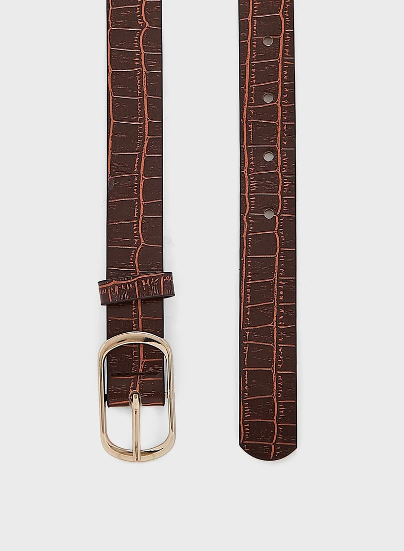 ELLA Two Pack Croc Print Belt Set