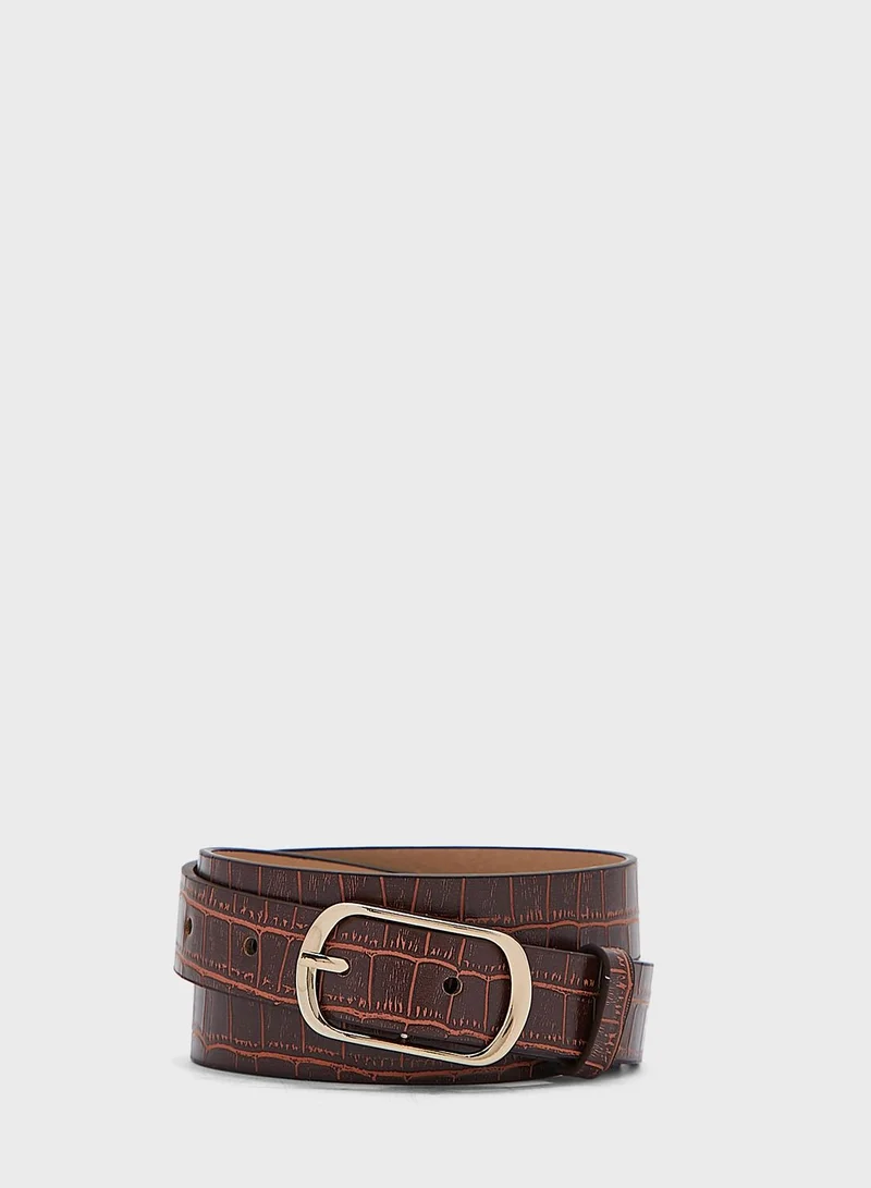 ELLA Two Pack Croc Print Belt Set