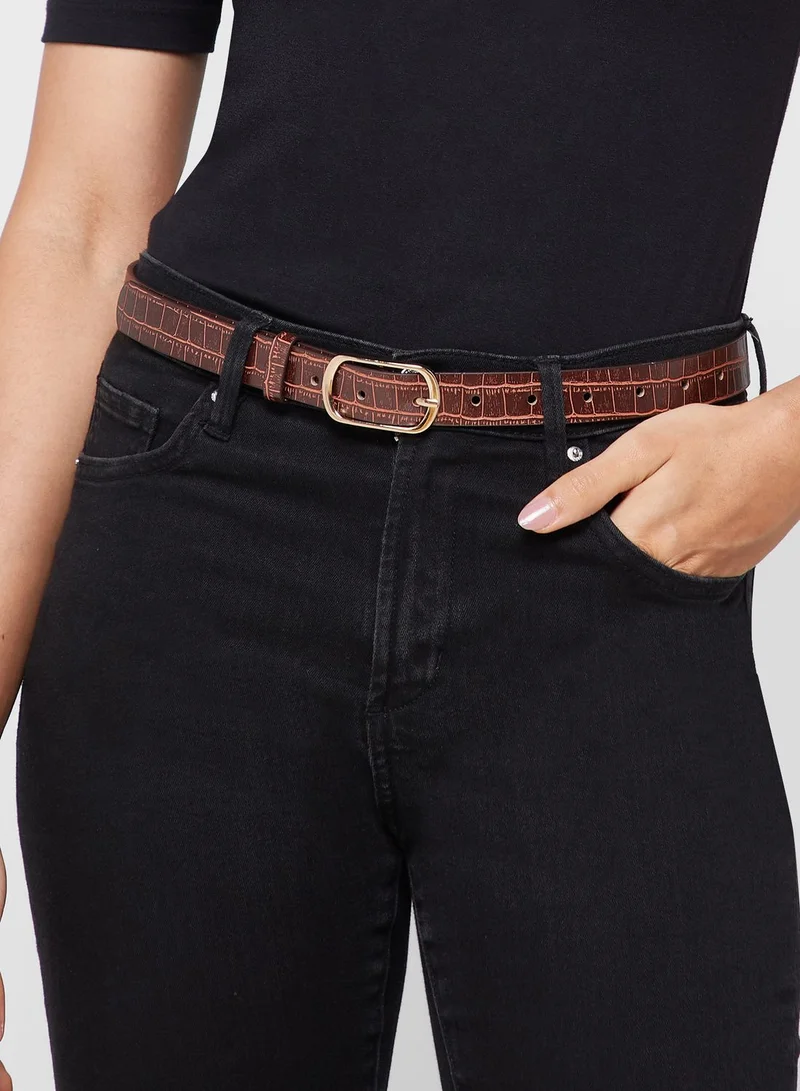 ELLA Two Pack Croc Print Belt Set
