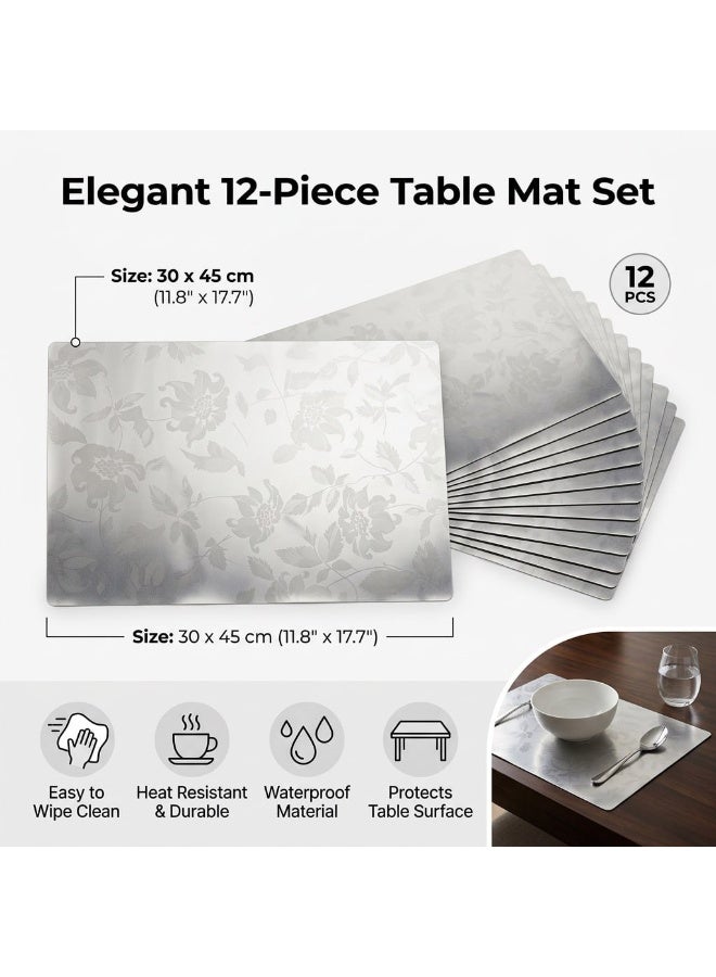 12-Piece Luxury Table Mat Set - Flexible Plastic Placemats - Image 2