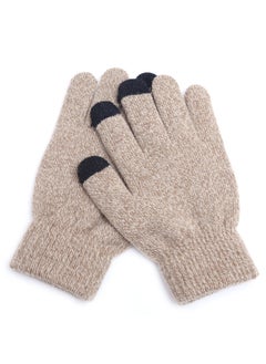 Gloves factory direct winter thick jacquard non-slip warm knitted mobile phone touch screen female wholesale gift logo Khaki