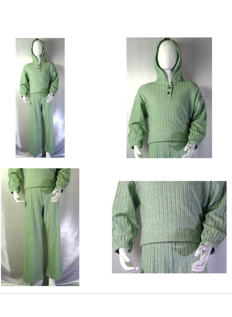 شلــــتر صناعة تركية فاخرة؛ طقم بنات مكون من قطعتين سويت شيرت و بنطلون قماش من مجموعة شلتر 35667 - Image 1