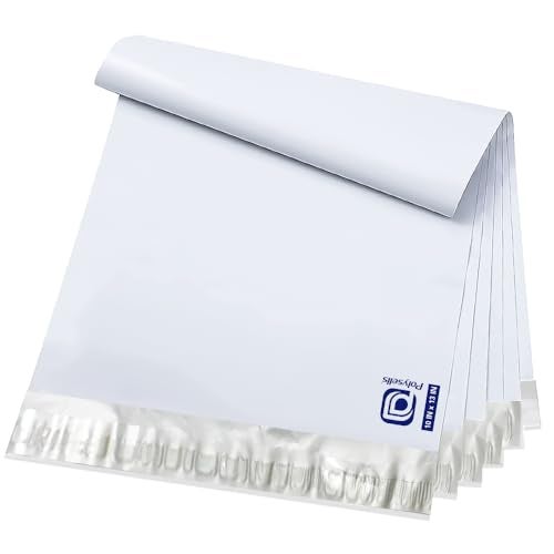 POLYSELLS 100 pcs 10x13 Inches White x Silver Poly Mailers Shipping Envelopes, Strong Adhesive Sealing, Waterproof, and Tear-resistant Postal Mailing Bags for Clothing, Books, and Accessories - Image 1