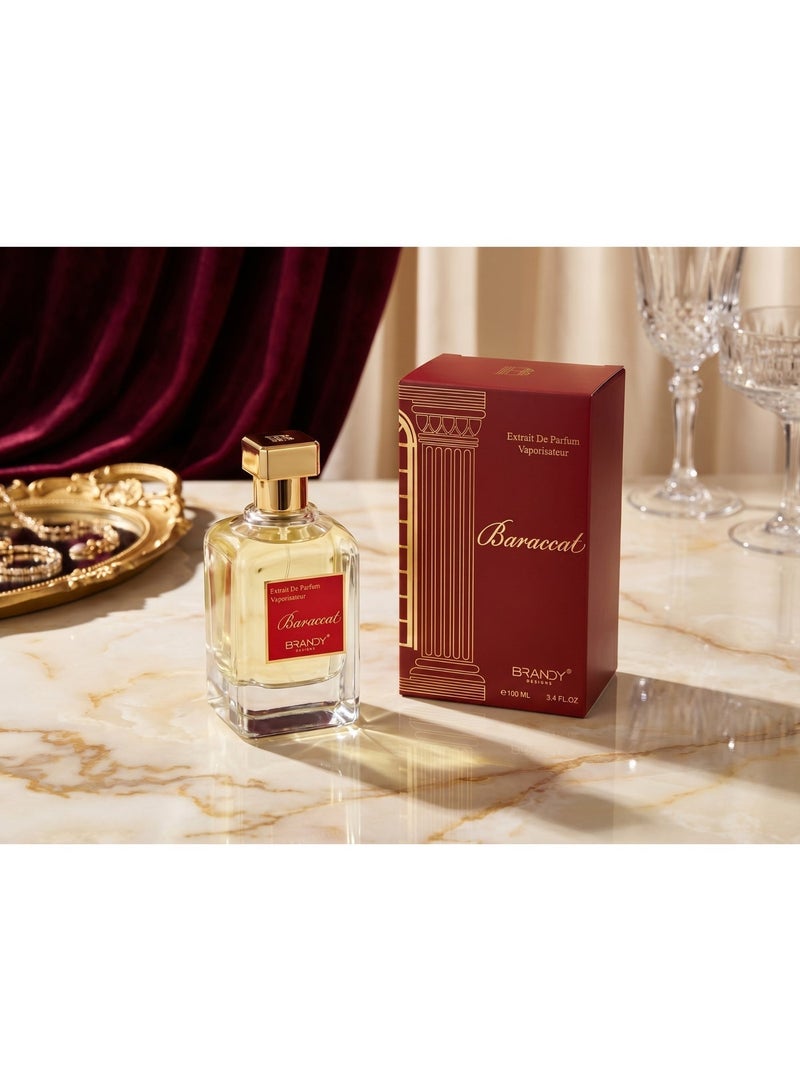 Brandy Designs Baraccat Extrait de Parfum 100ml Long Lasting Luxury Unisex Perfume with Saffron, Jasmine, Amberwood, Ambergris, Fir Resin & Cedar - Image 1
