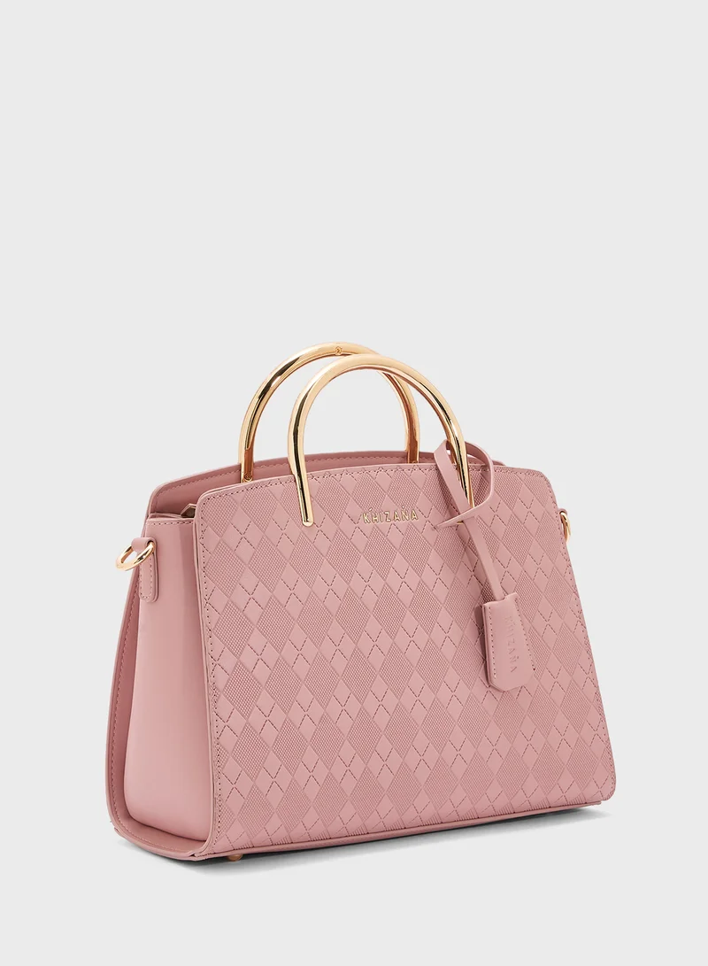 Khizana Metal Handle Textured Satchel Bag