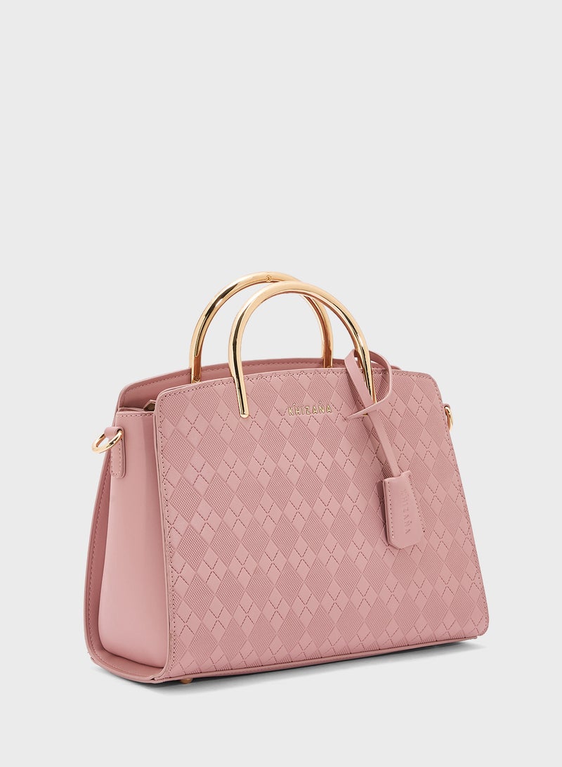 Khizana Metal Handle Textured Satchel Bag  - Image 3