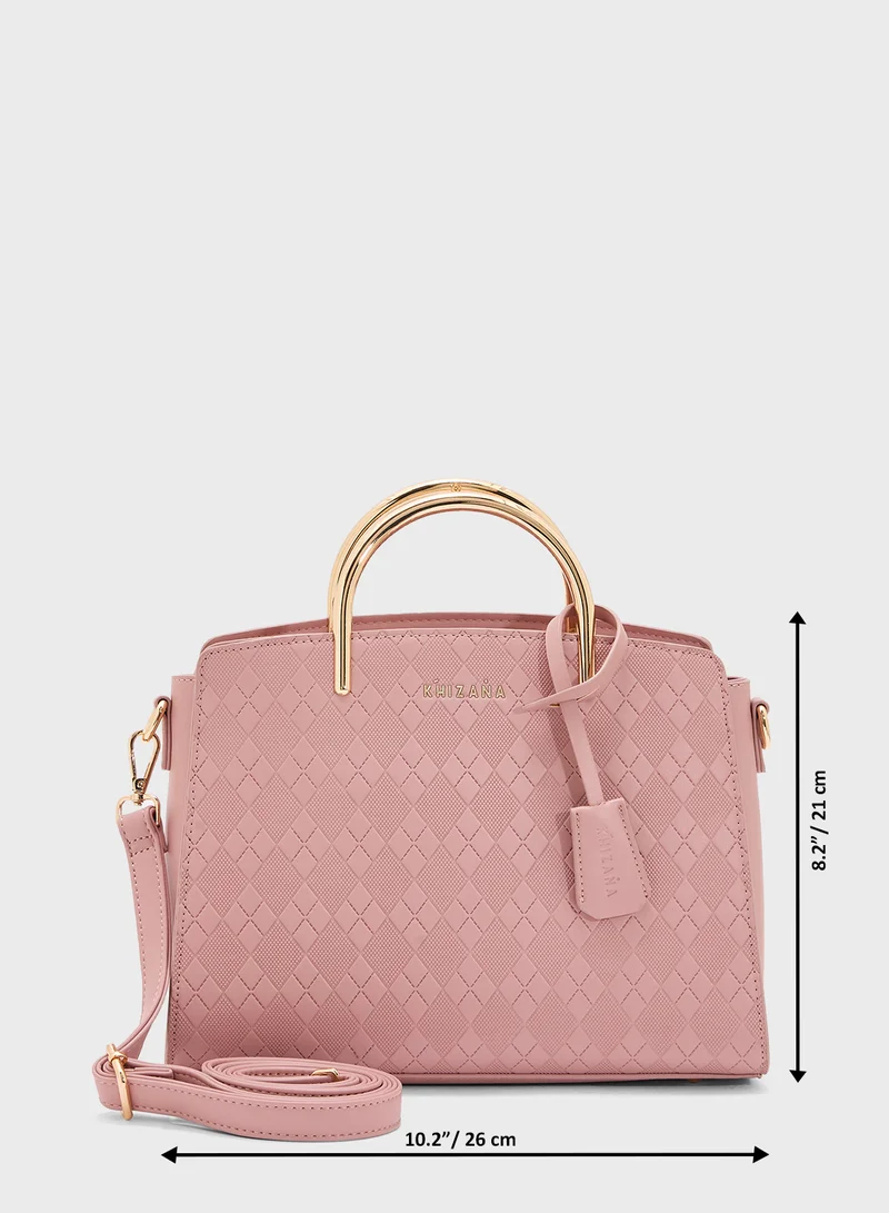 Khizana Metal Handle Textured Satchel Bag
