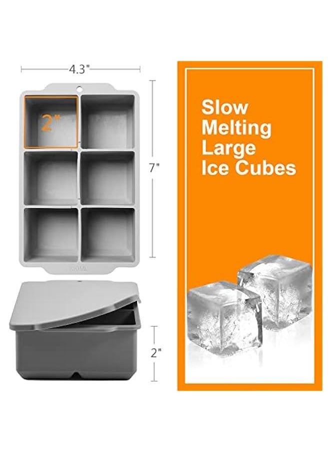 Generic - Large Ice Cube Tray with Lid, Stackable Big Silicone Square Ice Cube Mold for Whiskey Cocktails Bourbon Soups Frozen Treats, Easy Release BPA Free - Image 1