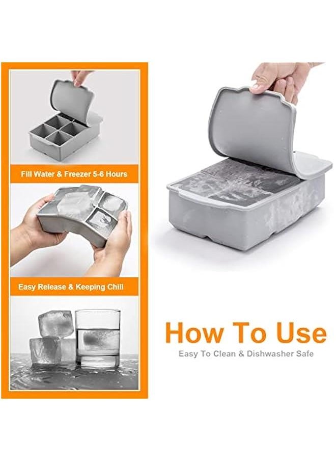 Generic - Large Ice Cube Tray with Lid, Stackable Big Silicone Square Ice Cube Mold for Whiskey Cocktails Bourbon Soups Frozen Treats, Easy Release BPA Free - Image 1