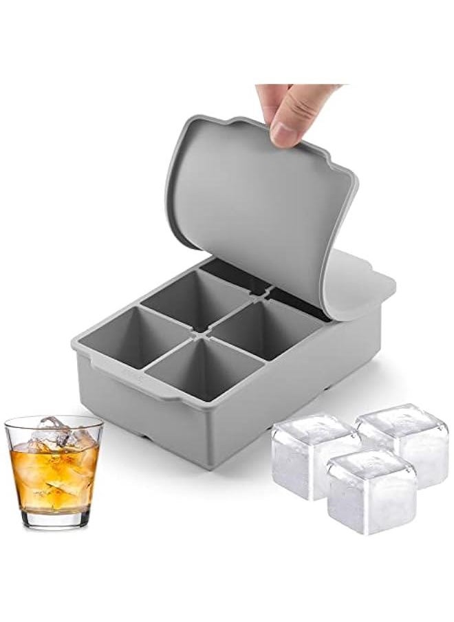Generic - Large Ice Cube Tray with Lid, Stackable Big Silicone Square Ice Cube Mold for Whiskey Cocktails Bourbon Soups Frozen Treats, Easy Release BPA Free - Image 1