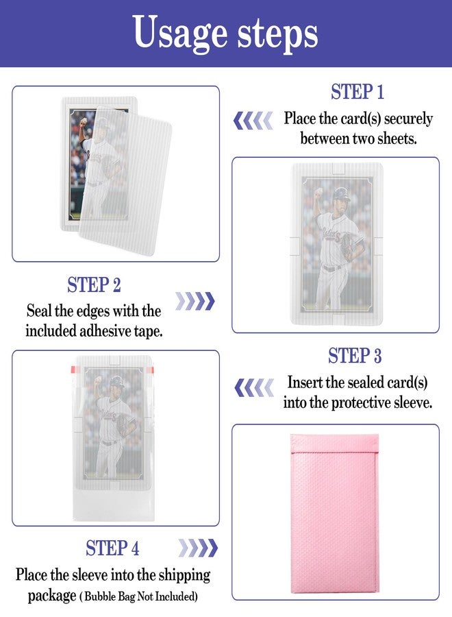 Klmnop 150 Pack Trading Card Shipping Protectors for Trading Card Sellers & Collectors, 3.5'' x 4.5'' Rigid Mailing Kit with 150 Boards, 100 Bags & Tape to Prevent Bends & Dings(Clear) - Image 5