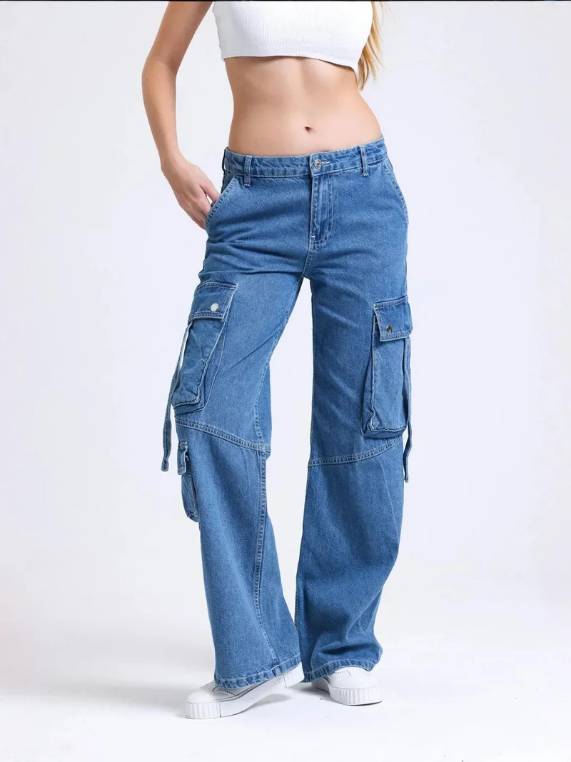 HICCUP Mid Rise Pocket Cargo Jeans
