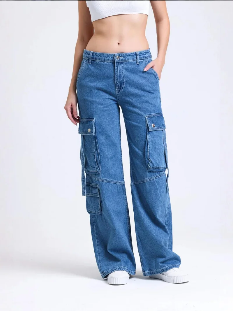 HICCUP Mid Rise Pocket Cargo Jeans