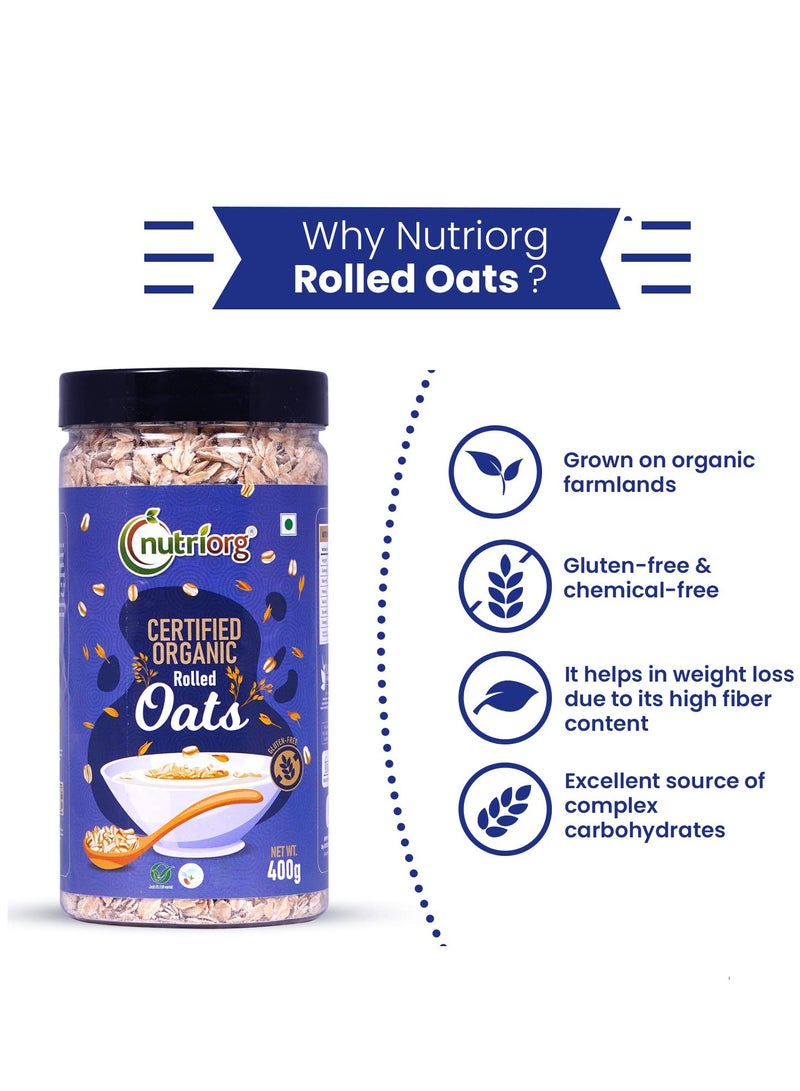 Nutriorg Organic Rolled & Instant Oats, 400g (Combo of 2) | for Weight Loss | Fiber and Protein Rich | Healthy Breakfast - Image 2
